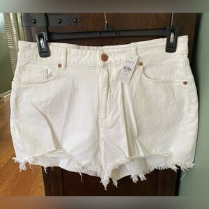 LOFT Women's White Frayed Jean Shorts